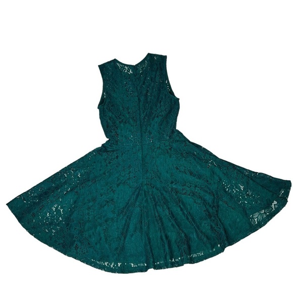 LULU'S Everleigh Forest Green Teal Lace Skater Mini Sleeveless Dress Size XS - Picture 9 of 16